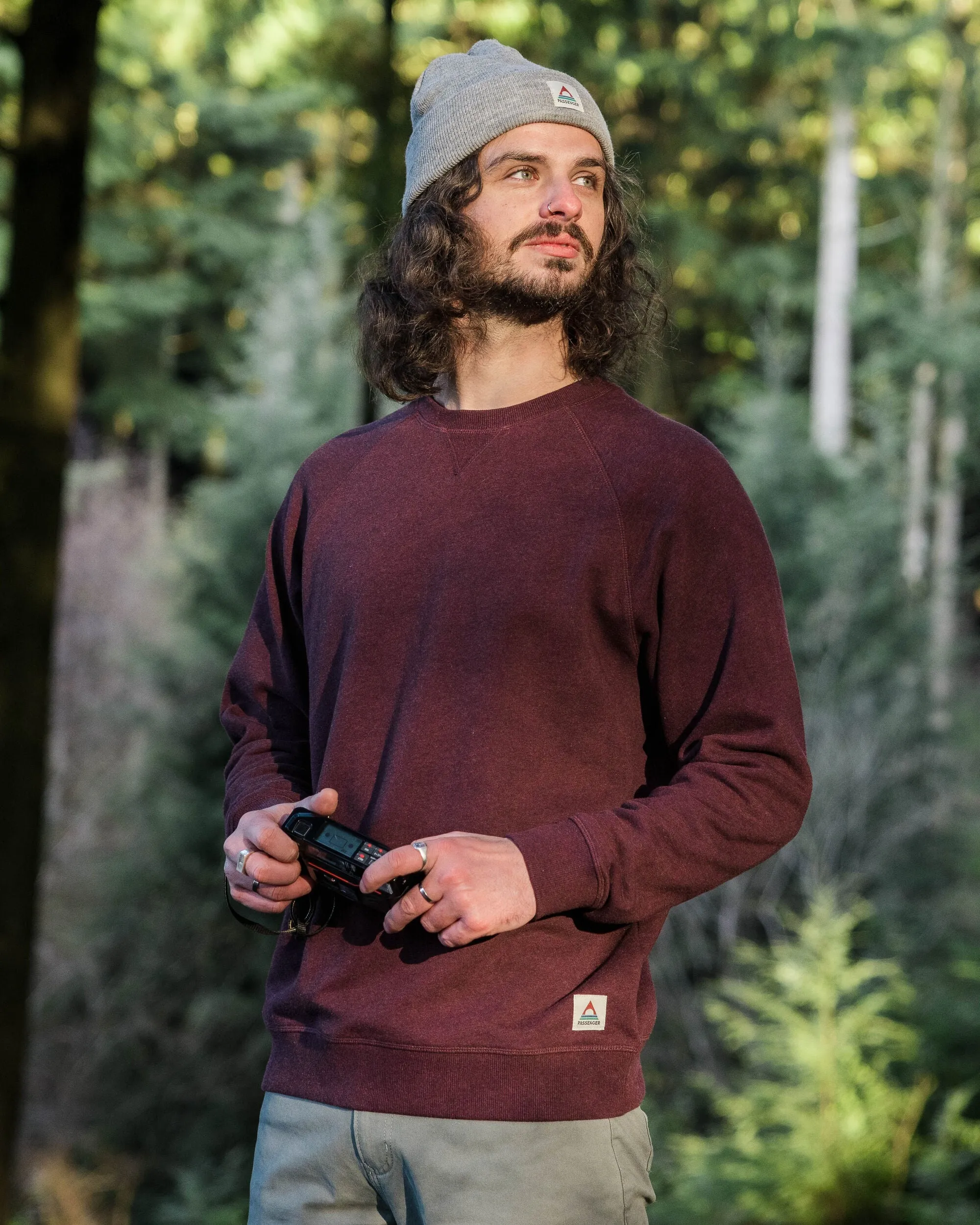 Heritage Recycled Cotton Sweatshirt - Wine Marl