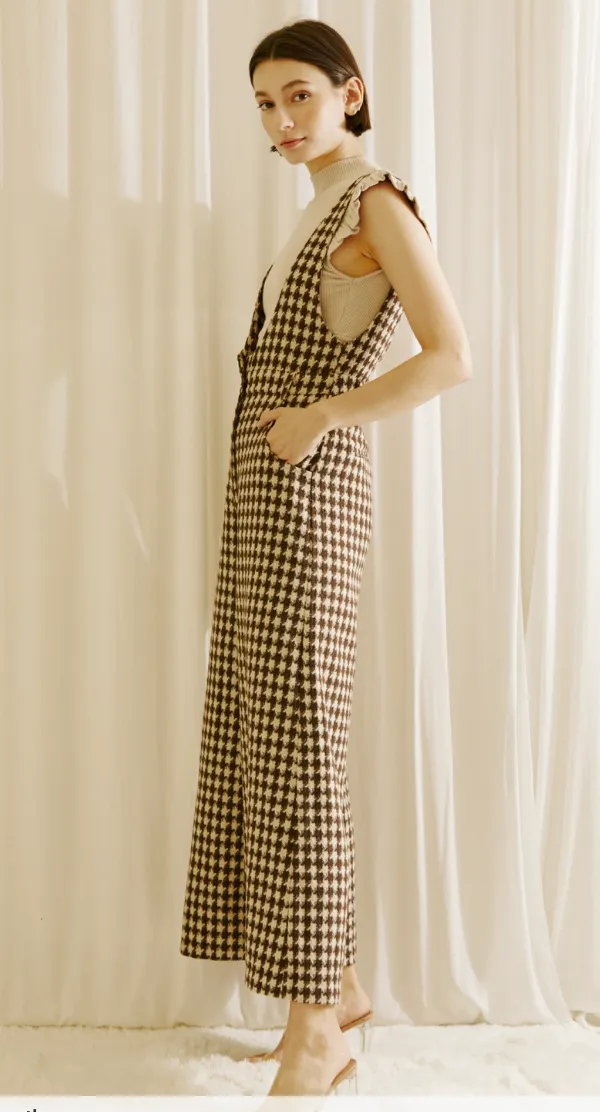 Houndstooth Tweed Jumpsuit