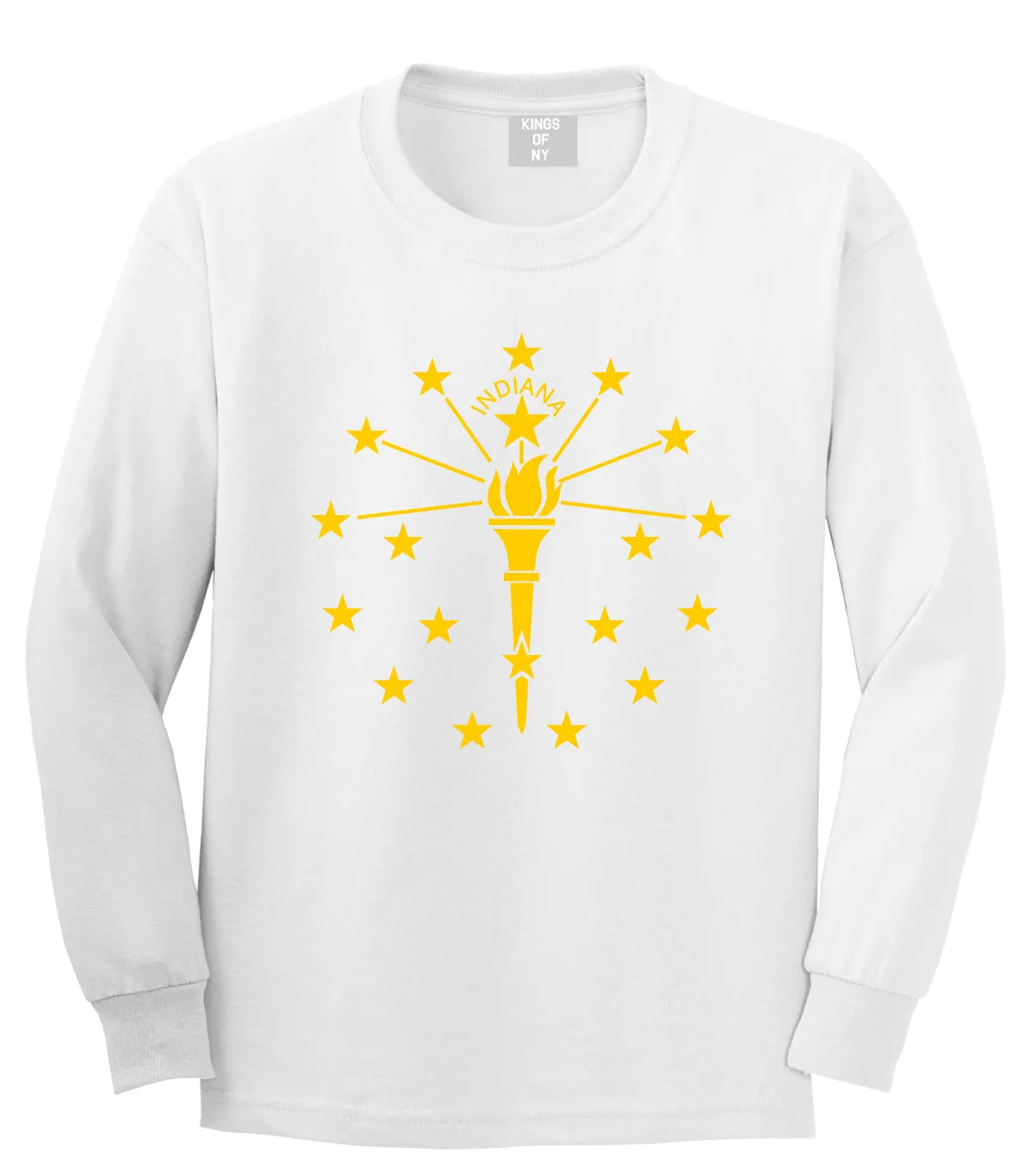 Indiana State Flag Outline Mens Long Sleeve T-Shirt