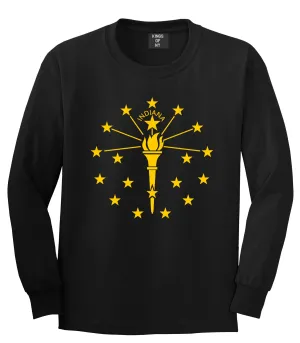 Indiana State Flag Outline Mens Long Sleeve T-Shirt