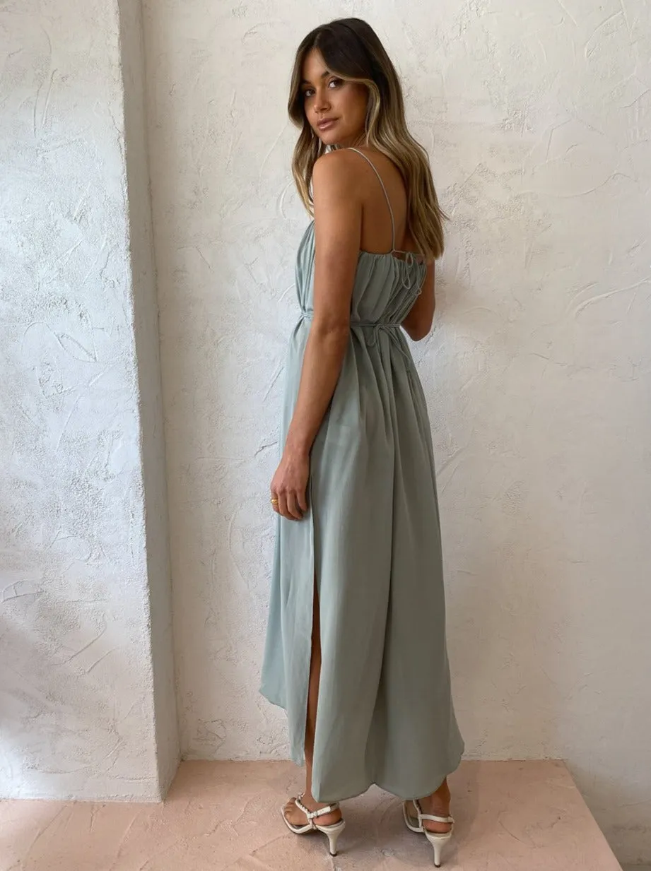 Joslin Naomi Silk Maxi Dress in Sandwash Sage