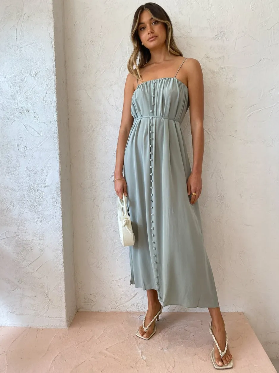 Joslin Naomi Silk Maxi Dress in Sandwash Sage