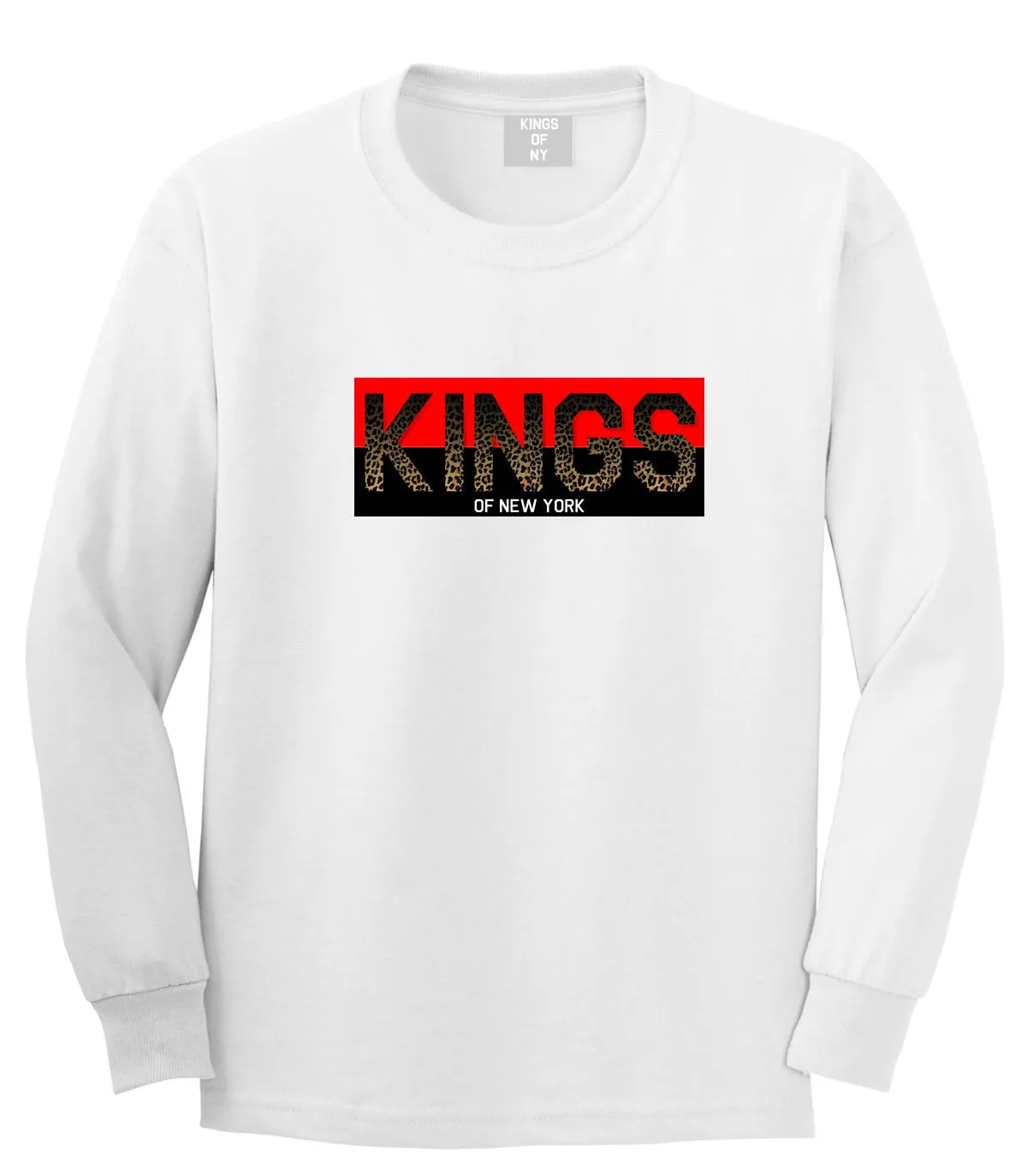 Kings Of NY Cheetah Print Logo Long Sleeve T-Shirt