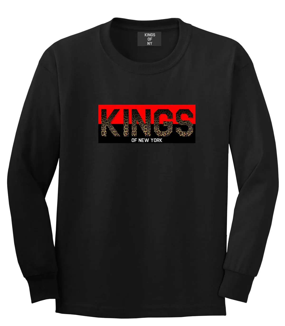 Kings Of NY Cheetah Print Logo Long Sleeve T-Shirt