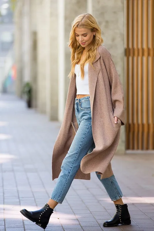 Latte Effortless Knitted Trench Coat