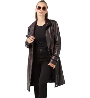 Leather Trench Coat Women Genuine Lamb Waterproof Trench Coat