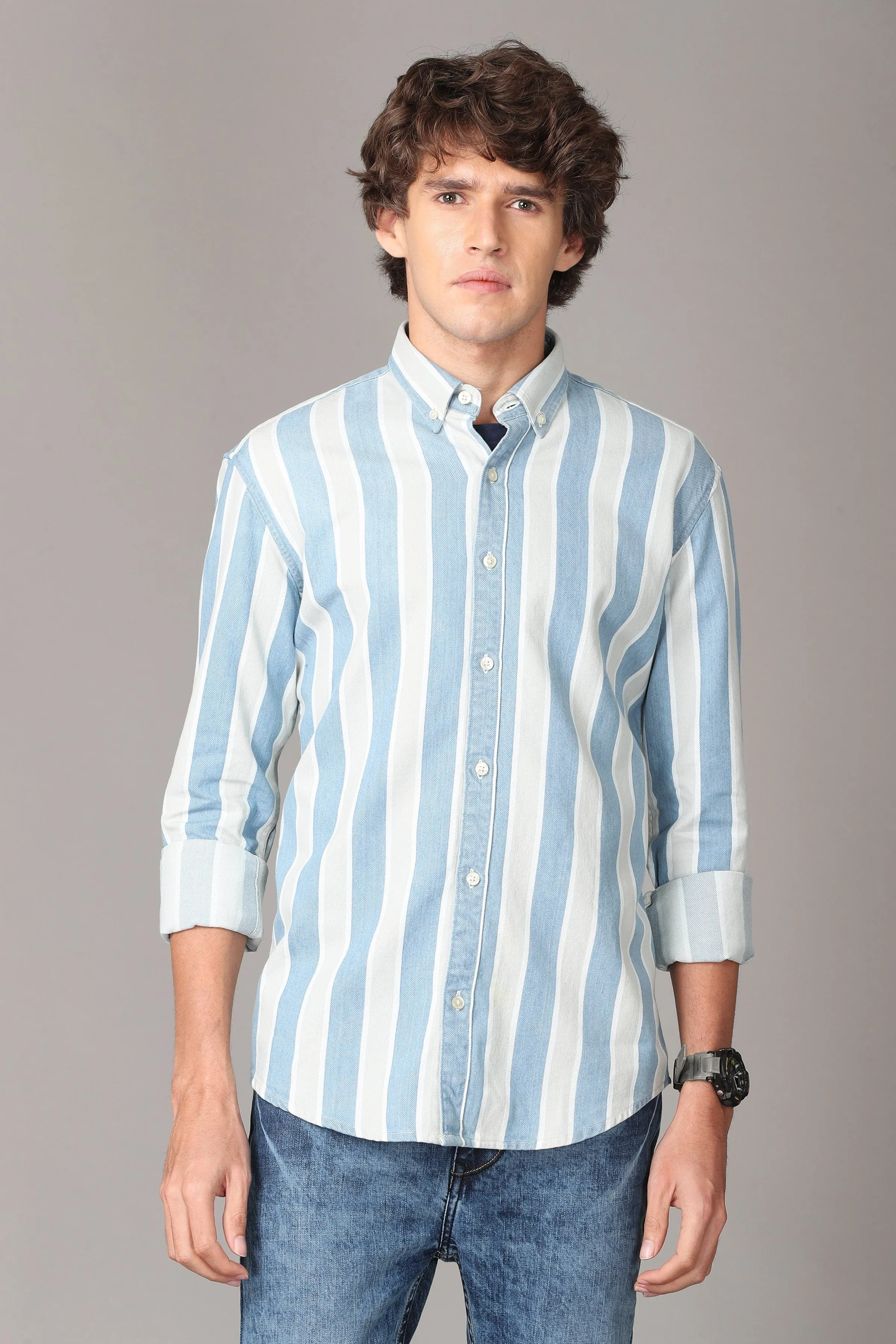 Light Blue and Creamy Full Sleeve Shirt