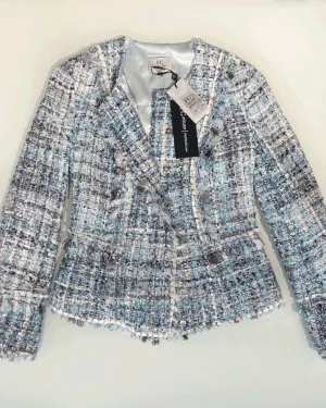 Light Blue Fringed tweed jacket