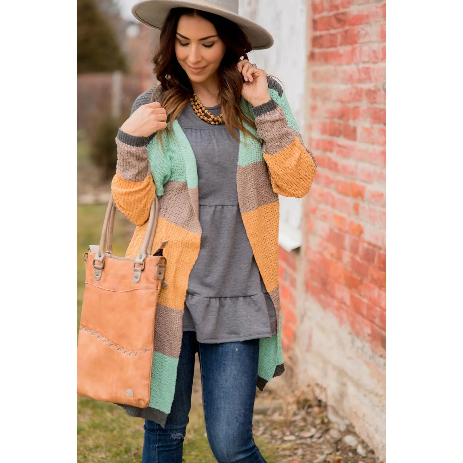 Lightweight Blocked Tunic Cardigan