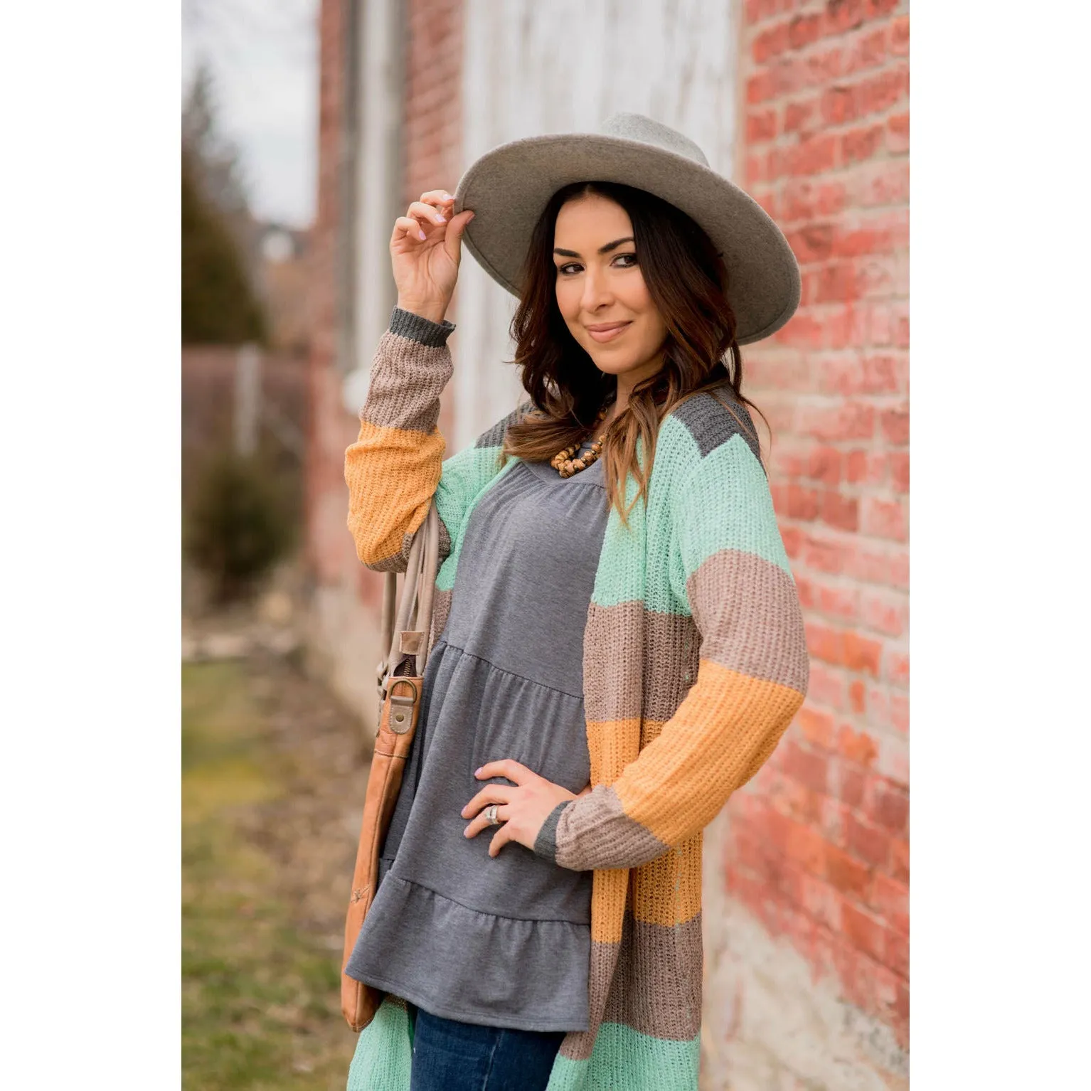 Lightweight Blocked Tunic Cardigan