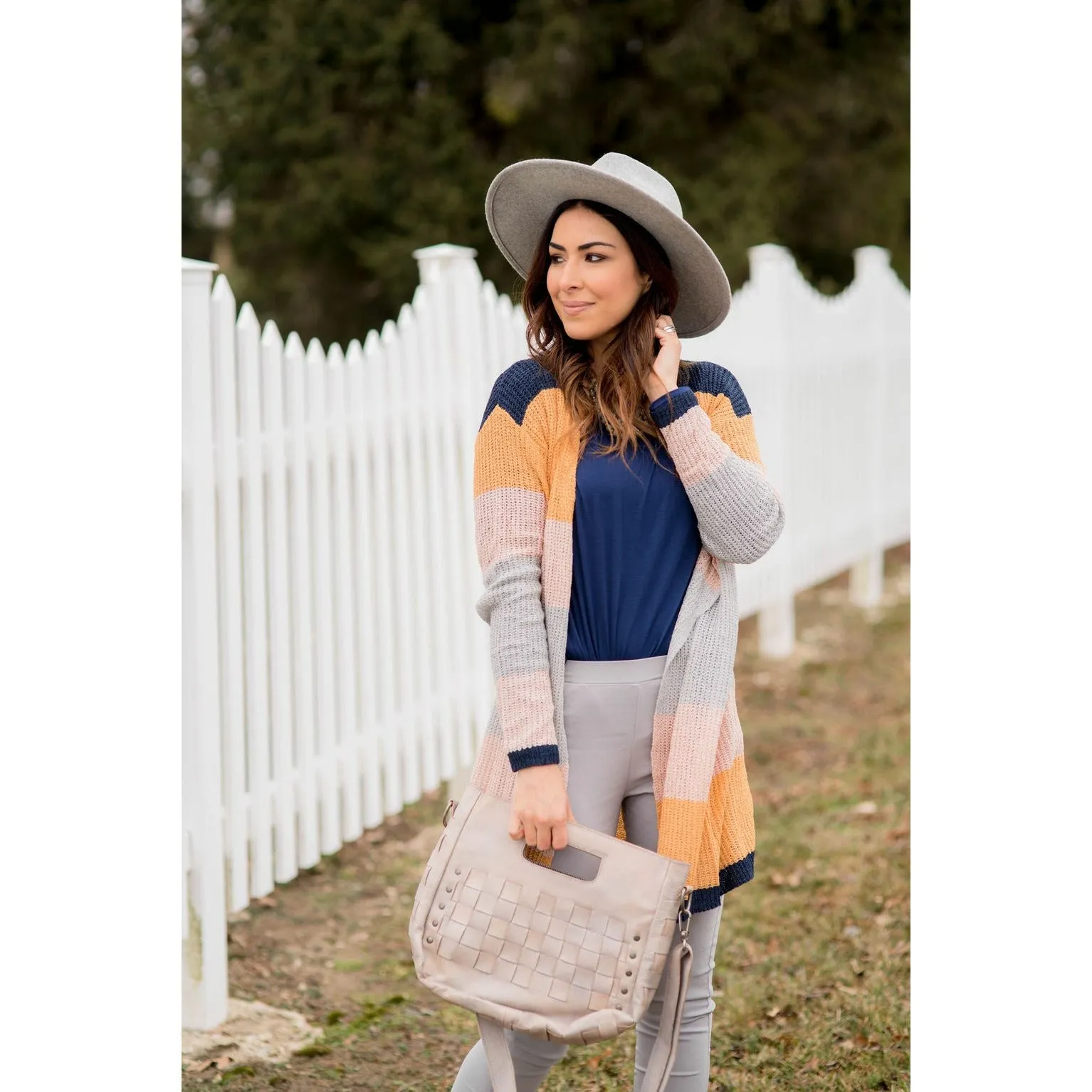 Lightweight Blocked Tunic Cardigan