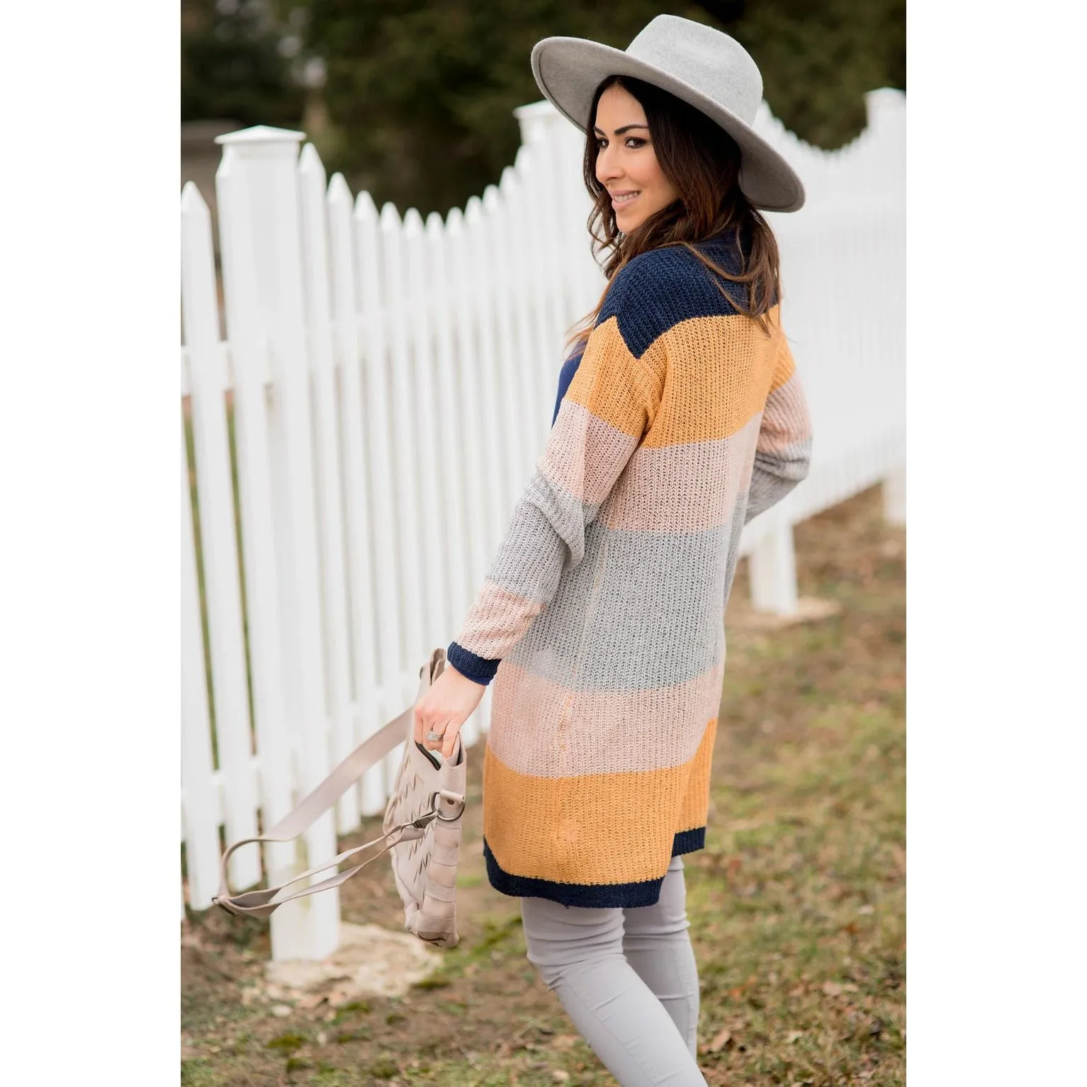 Lightweight Blocked Tunic Cardigan