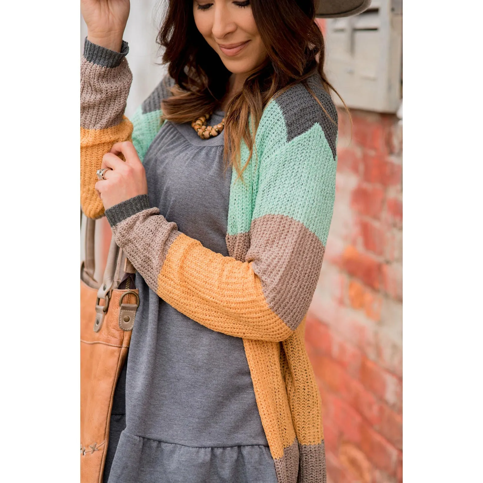 Lightweight Blocked Tunic Cardigan