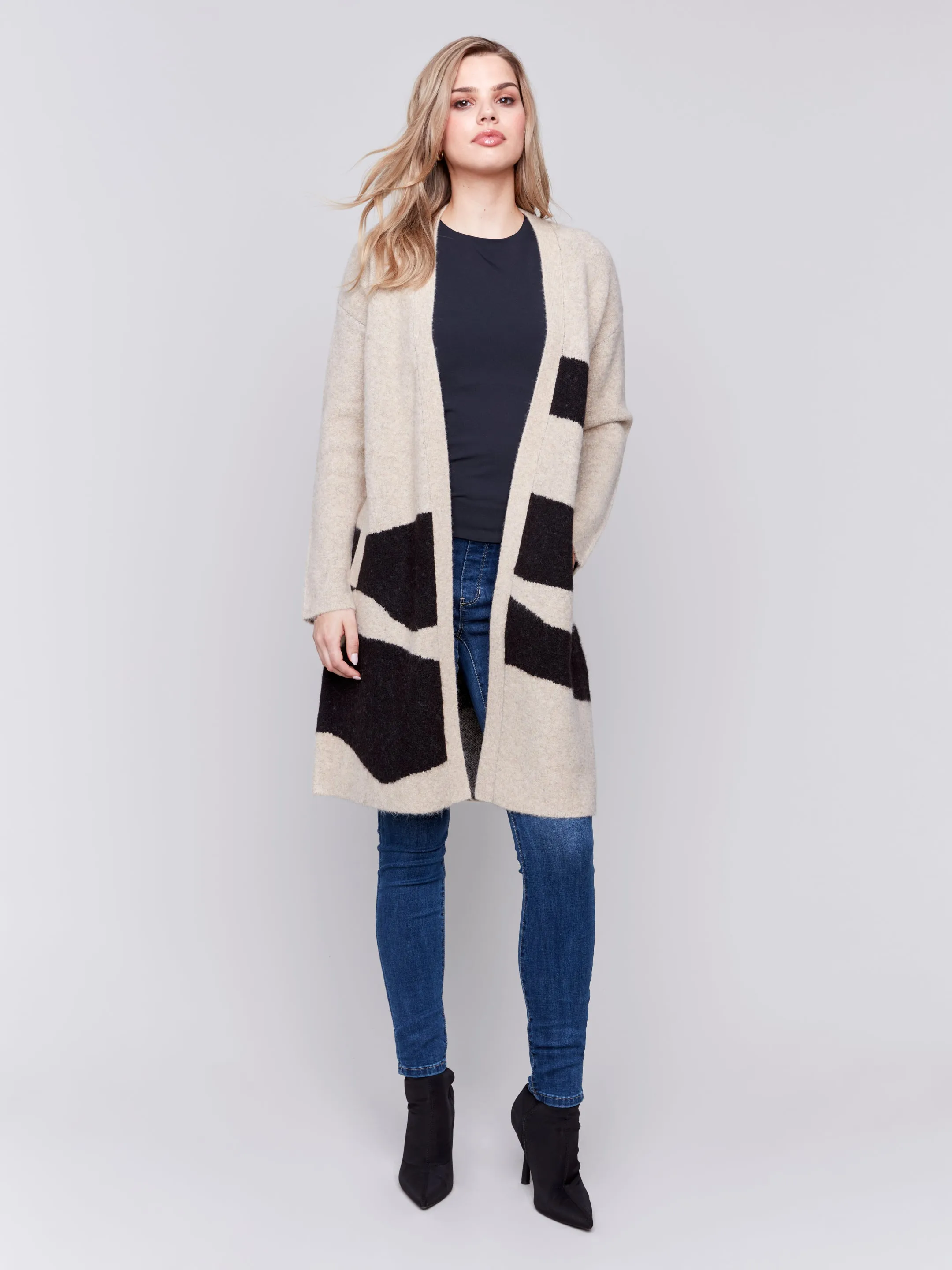 Long Jacquard Knit Cardigan