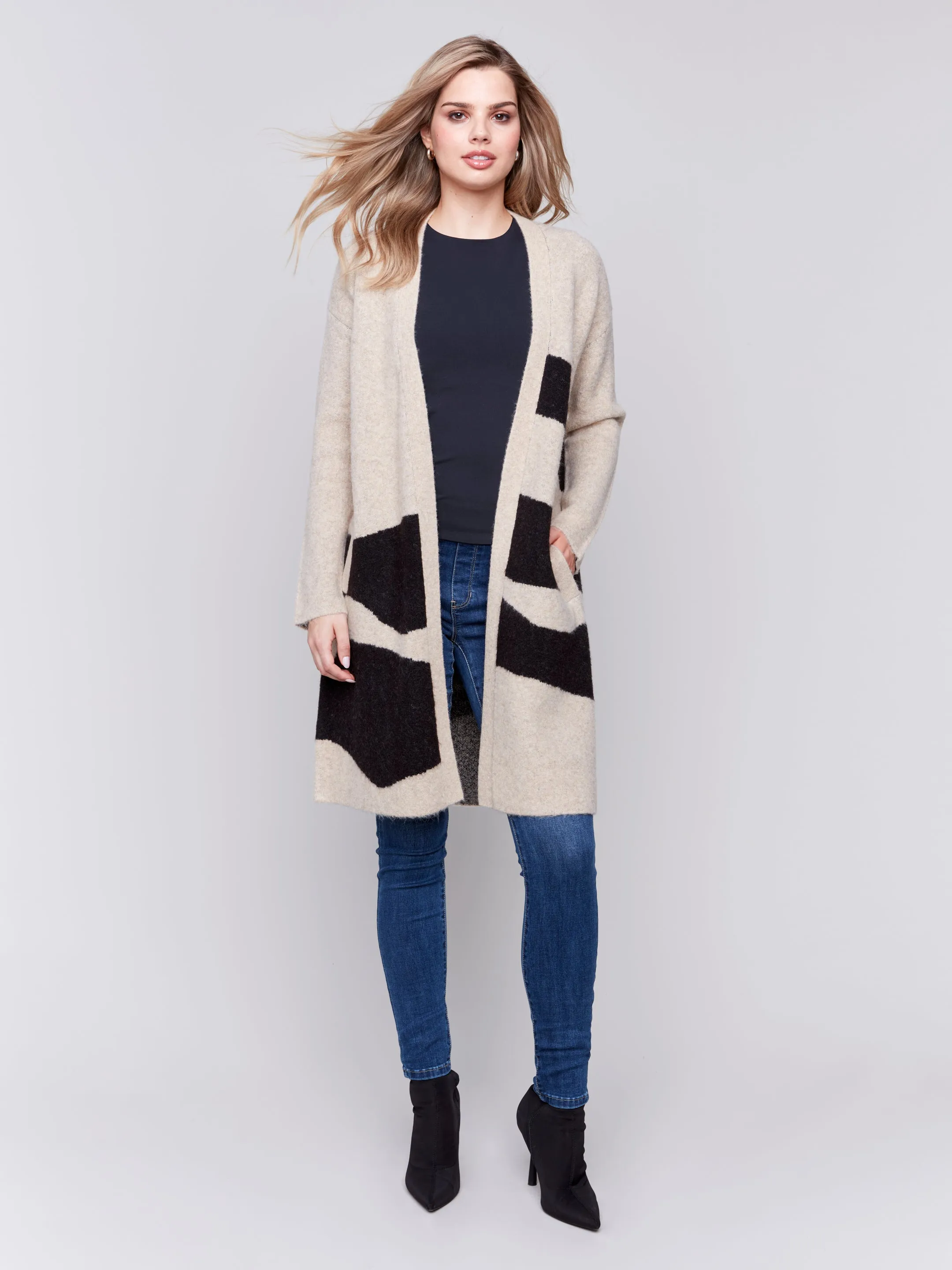 Long Jacquard Knit Cardigan