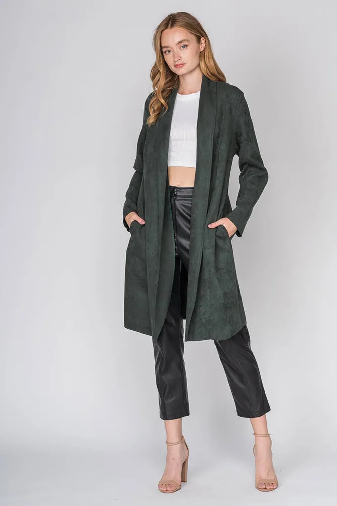 Long Suede Trench Coat