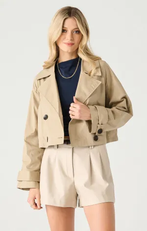 Longsleeve Cropped Trench Coat in Beige