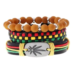 Luxury 420 Rasta Stacked Bracelet