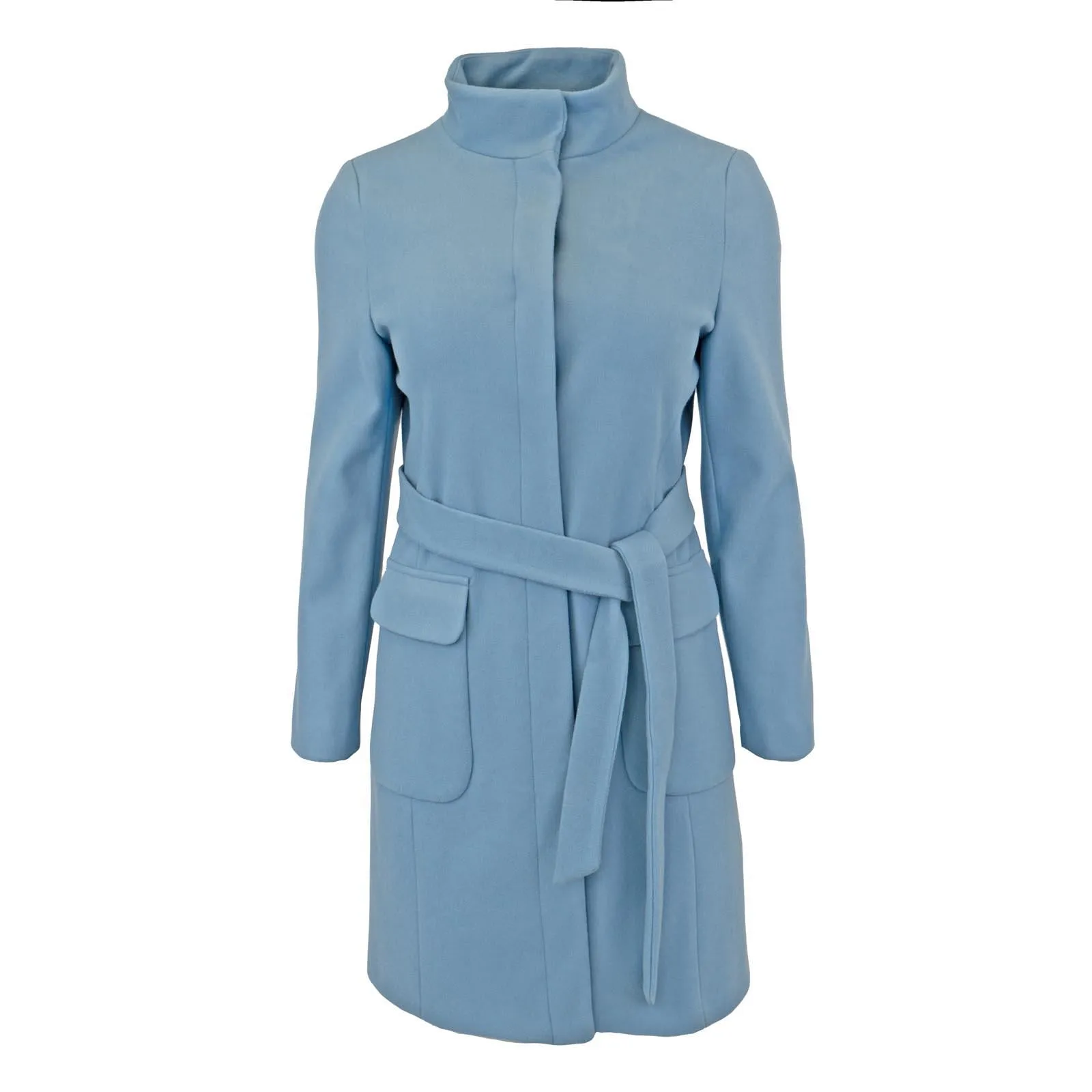 M&S Blue Belted Funnel Neck Trench Coat