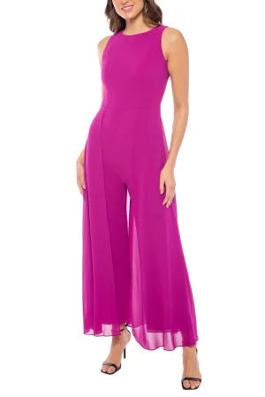 Marina Sleeveless Round Neck Chiffon Overlay Crepe Jumpsuit