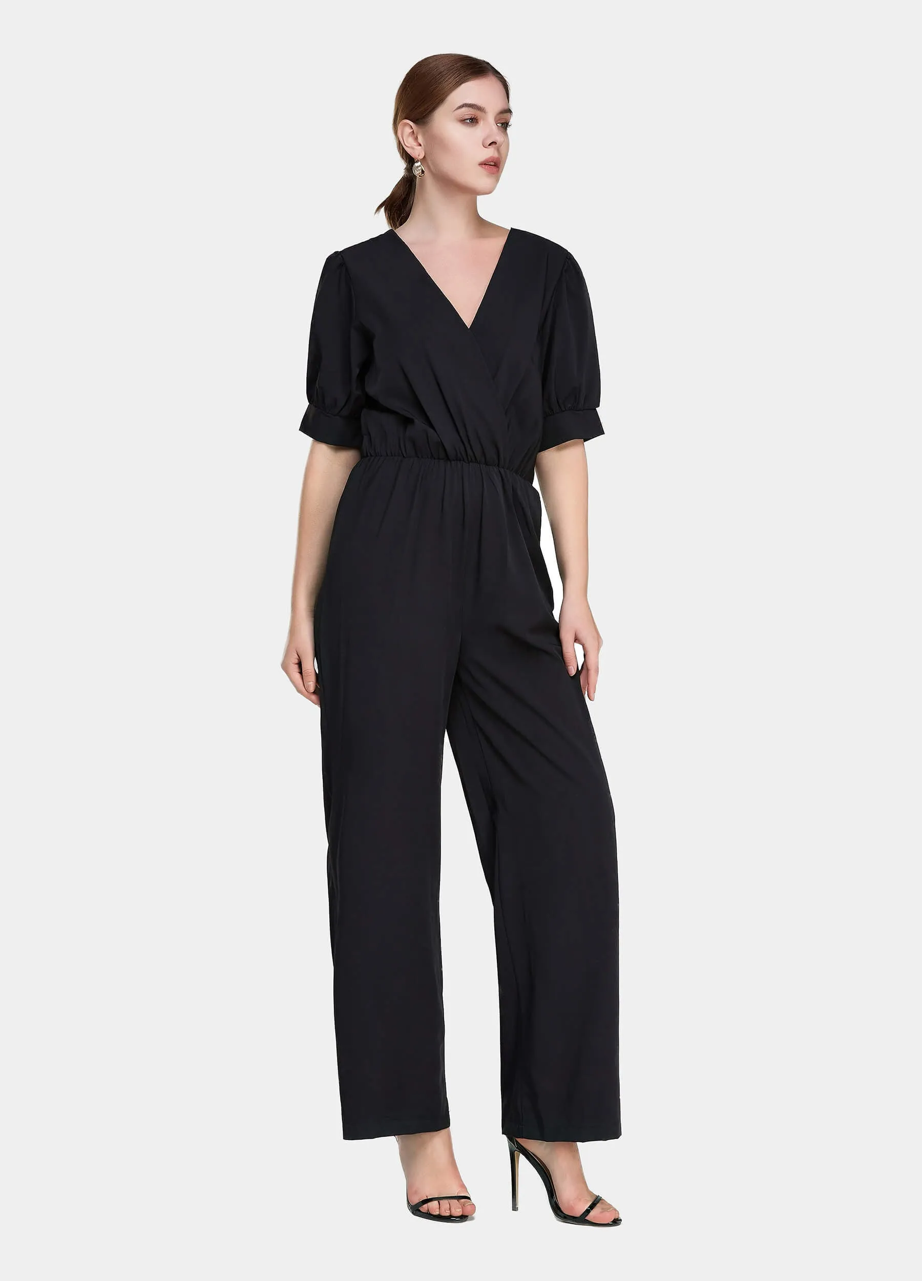 MECALA Women's Solid Waist Wide Leg Jumpsuit Women Romper