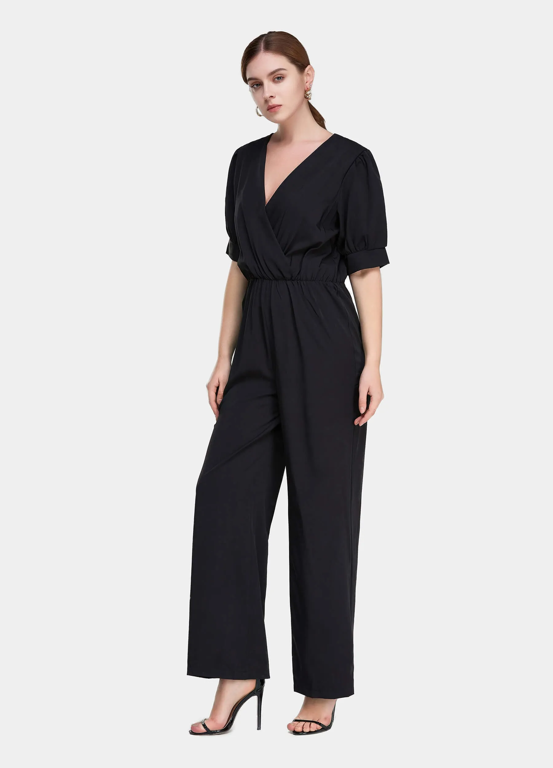 MECALA Women's Solid Waist Wide Leg Jumpsuit Women Romper