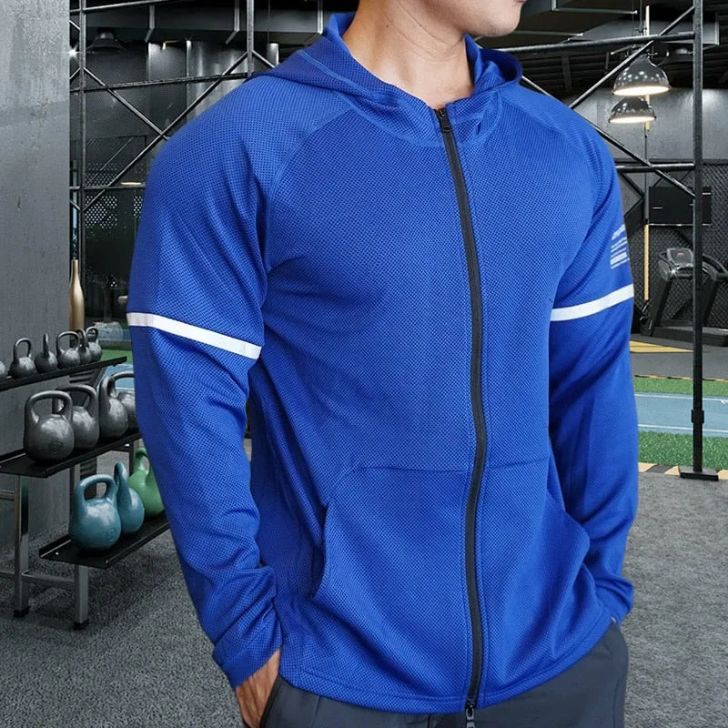 Men and Women Jacket Fitness Hooded Coat Gym Workout Sportswear Running Hoodies Outdoor Sport Hiking Clothing Tops Zipper Pocket