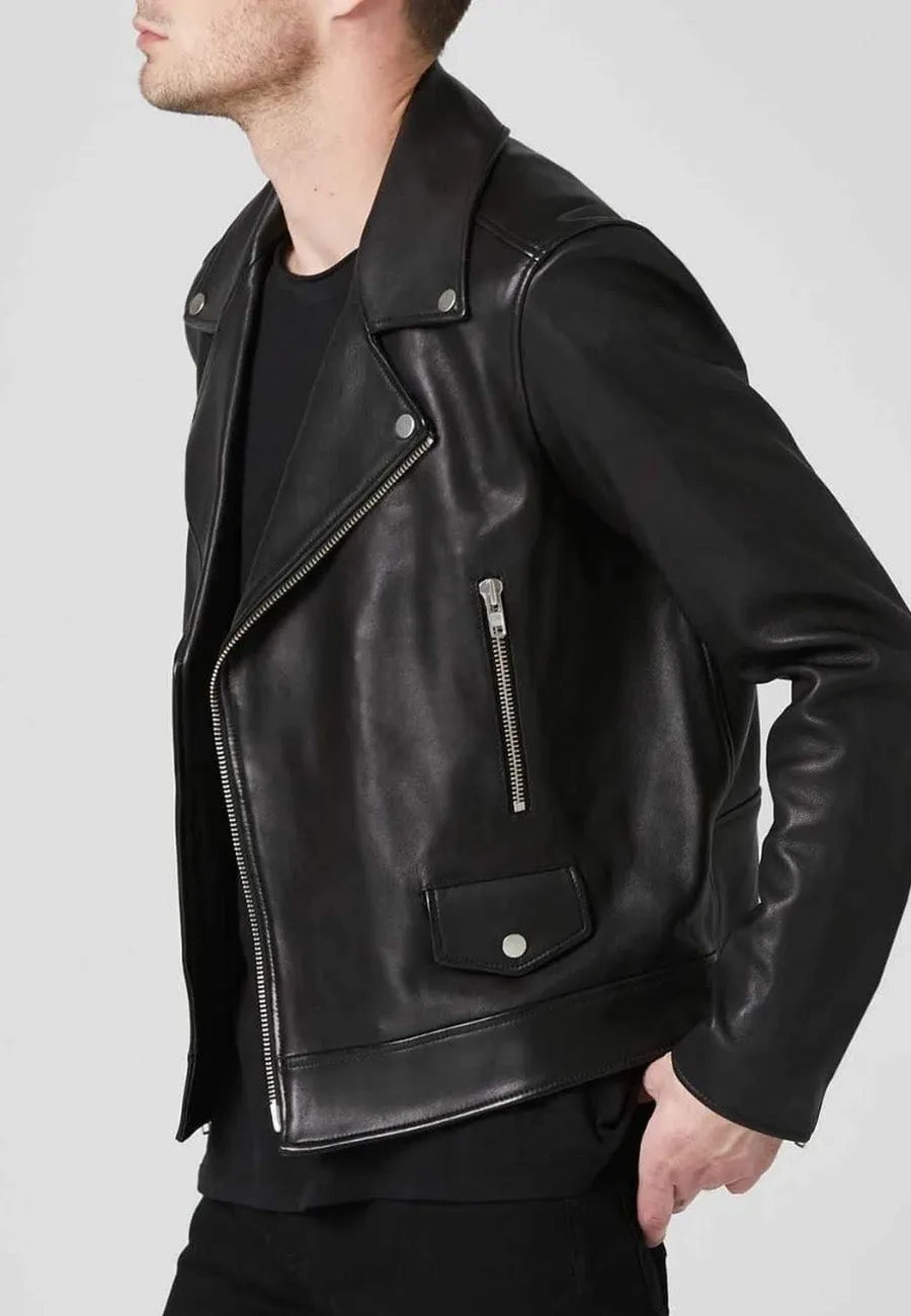 Men’s Black Genuine Leather Biker Jacket