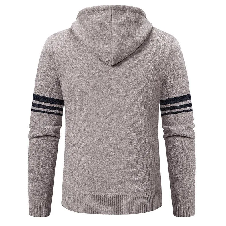 Men's Knitted Cardigan Plus Fleece Thick Hooded Sweater 28485515L