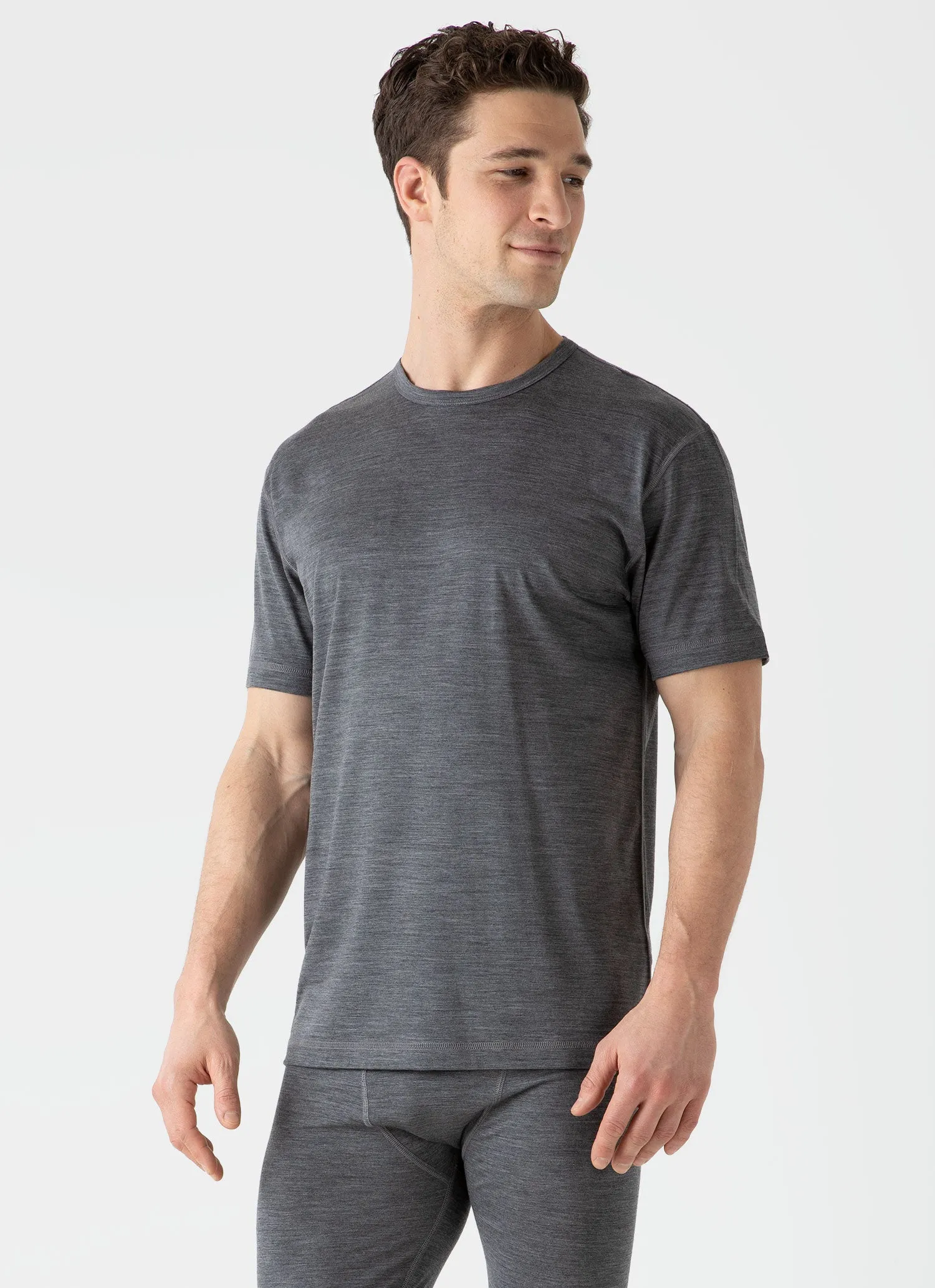 Men's Merino Long Sleeve Base Layer in Grey Melange