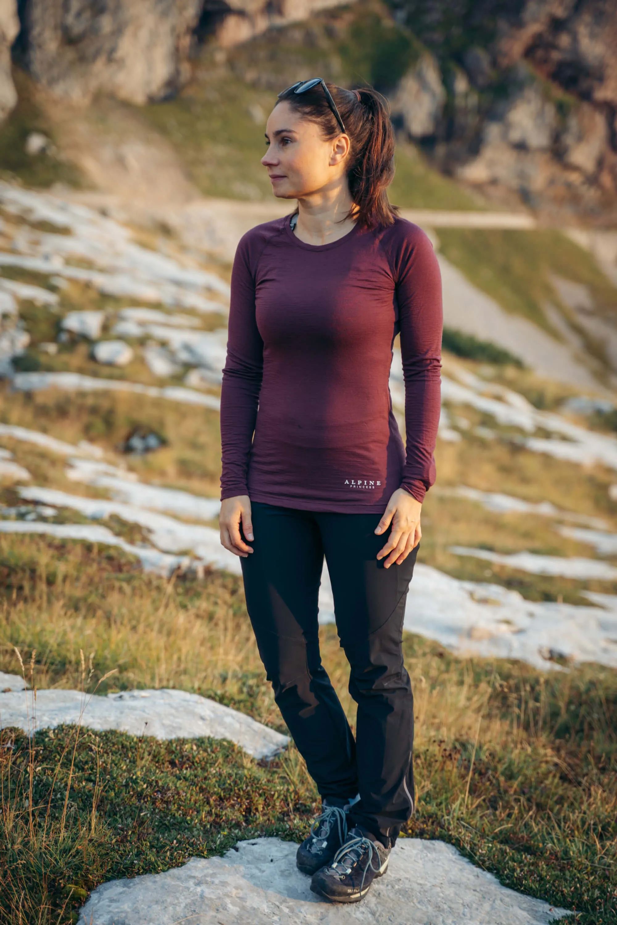 Merino Long Sleeve Tee Aubergine