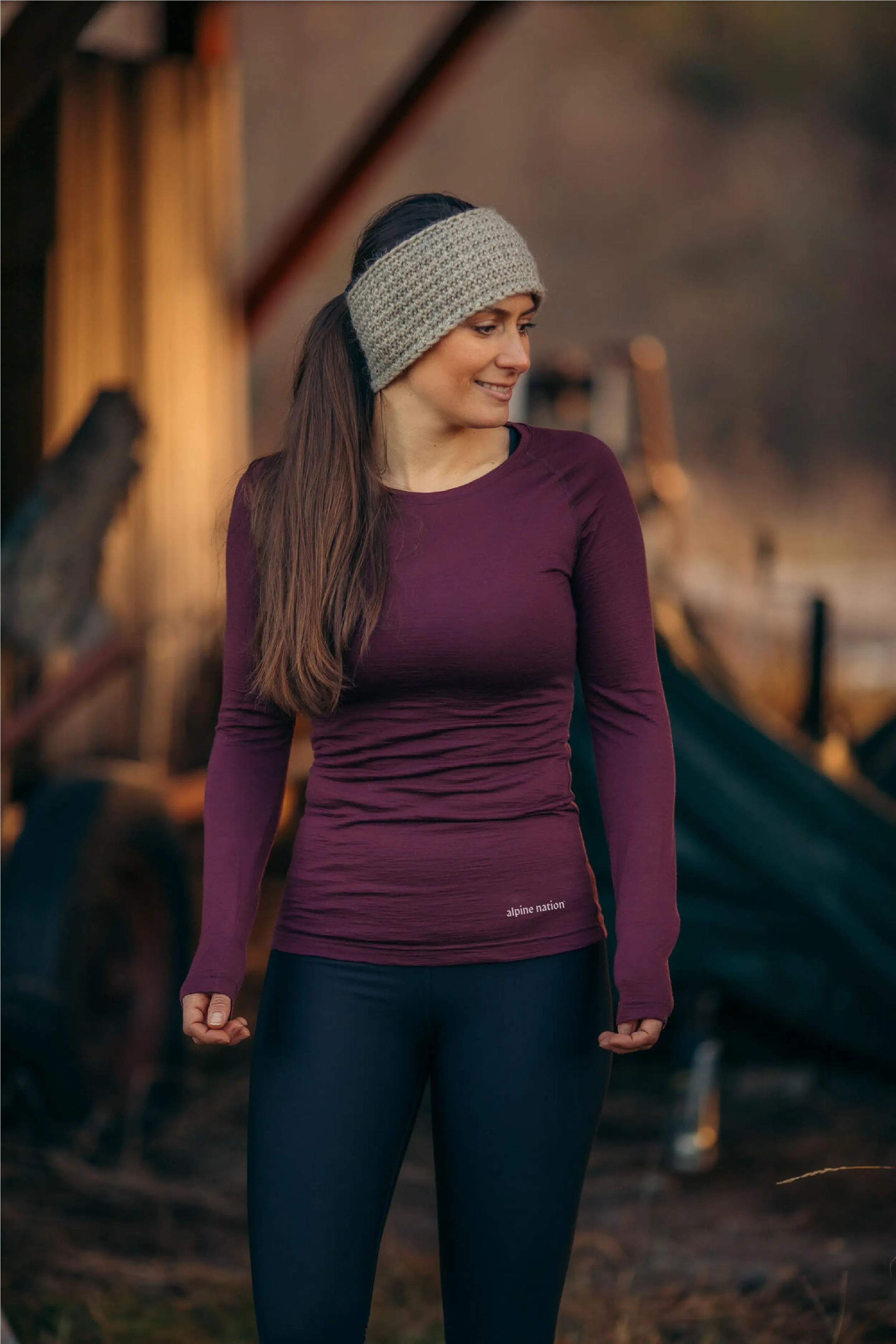 Merino Long Sleeve Tee Aubergine