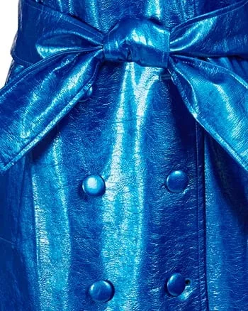 Metallic Blue Trench Coat | Blue