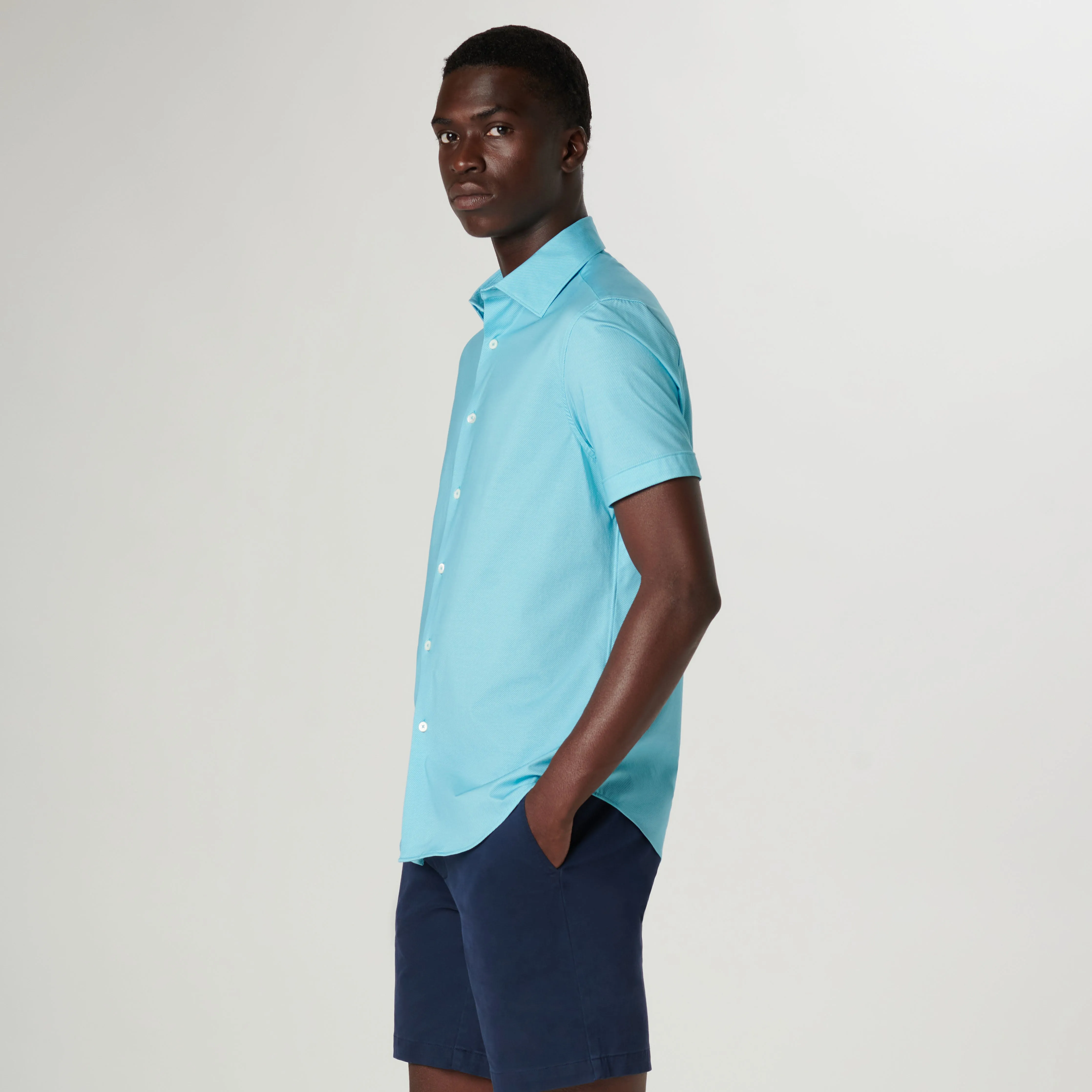 Miles Diagonal Pin Stripe OoohCotton Short Sleeve Shirt