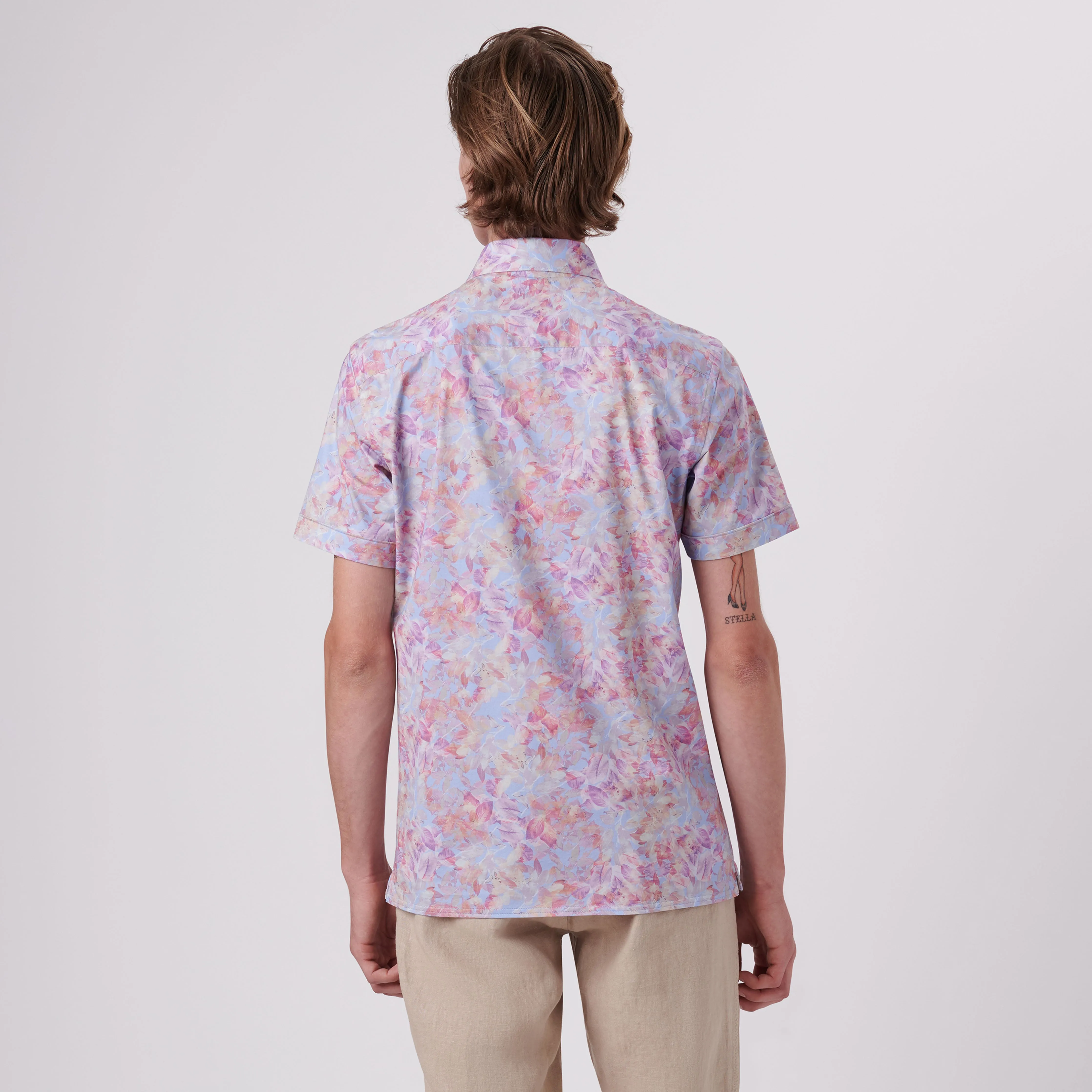 Milo Aquarelle Leaf Print OoohCotton Short Sleeve Shirt