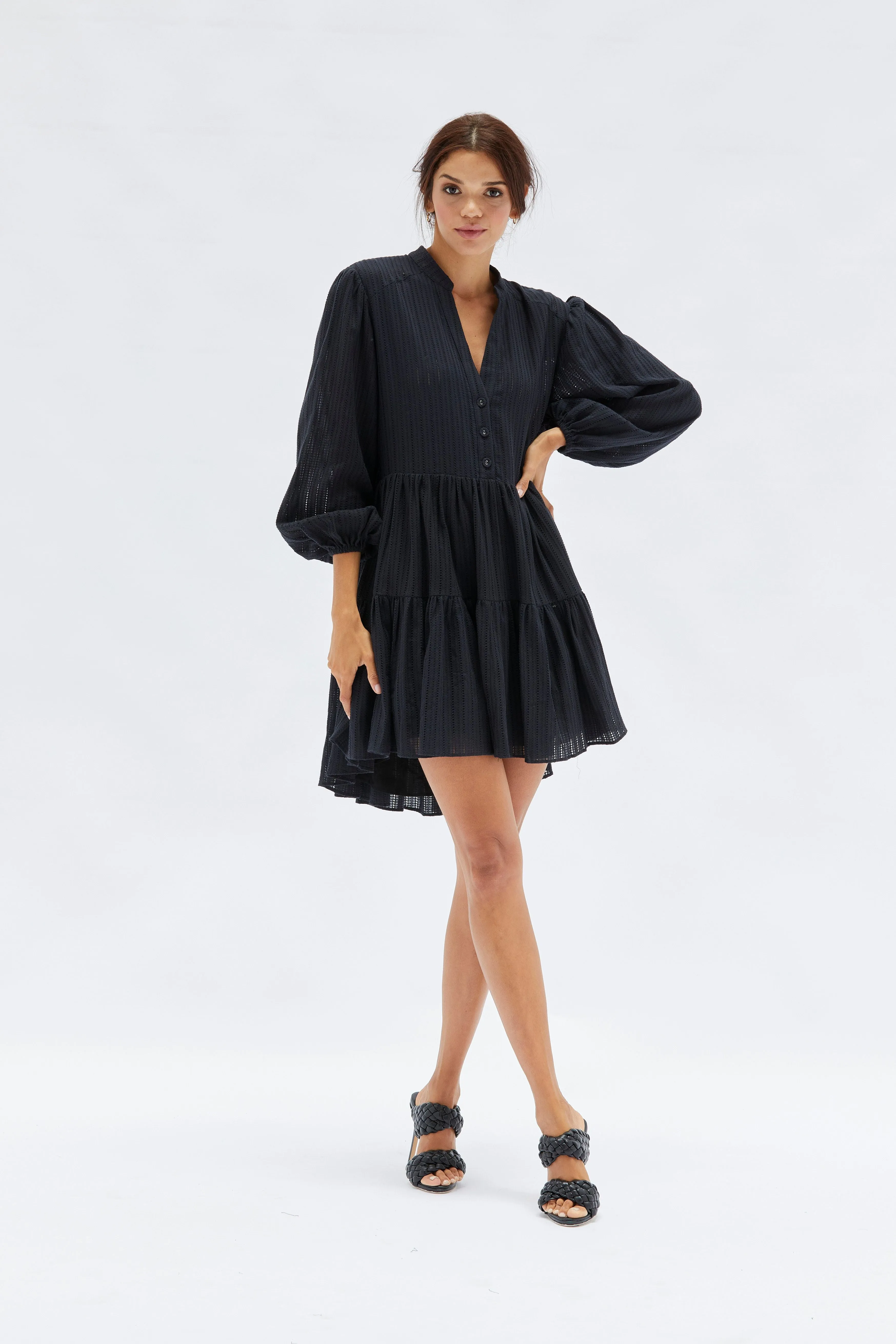 MINKPINK Womens Shadi Textured Mini Dress - Black