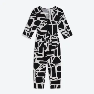 Miss PomPom B&W Pavement Long Sleeved Jumpsuit