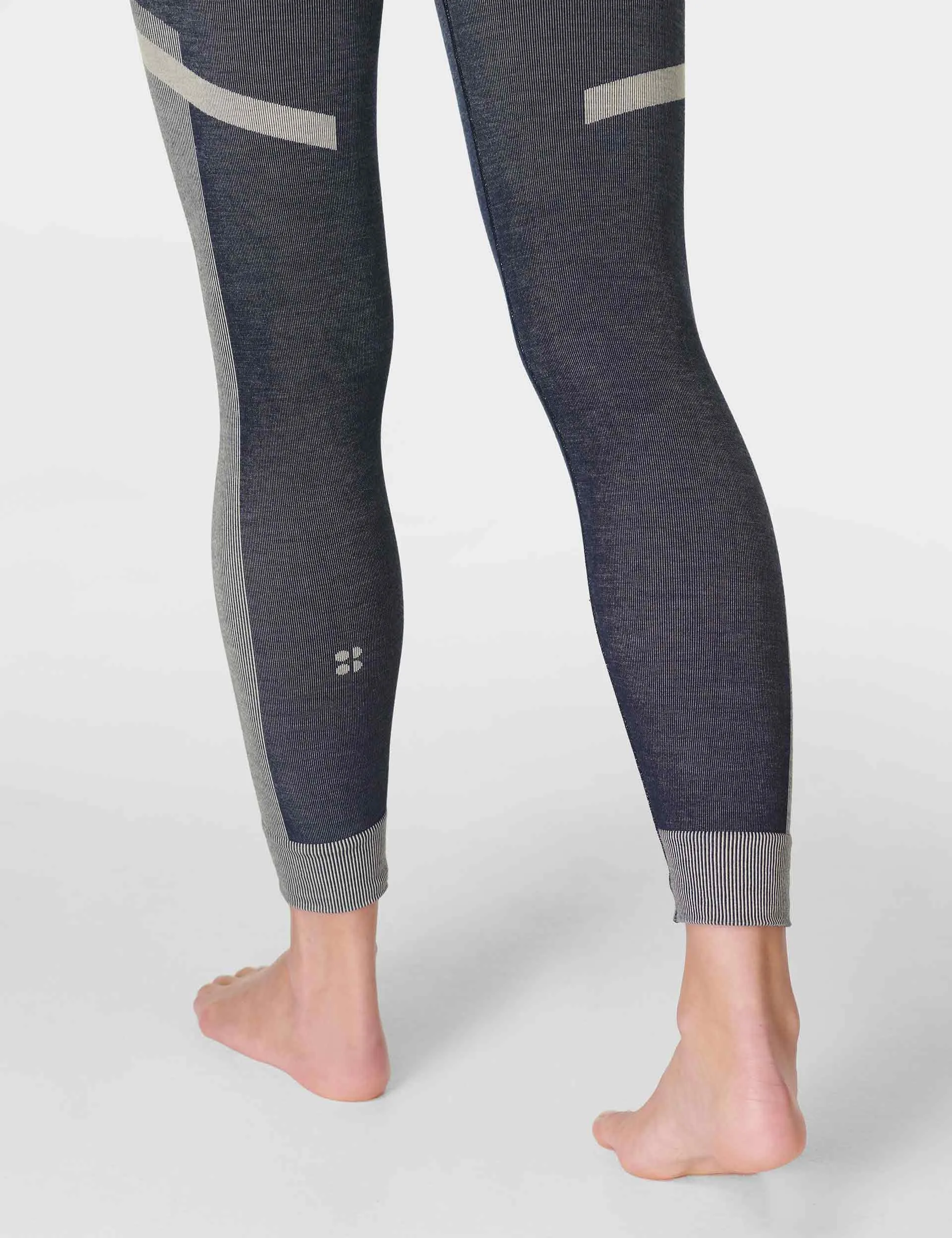 Modal Chevron Base Layer Legging - Navy Blue Studio White