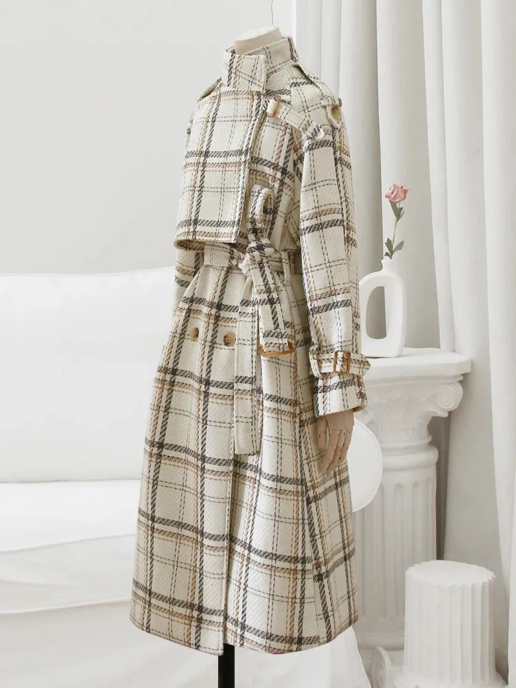 Neus Plaid Trench Coat