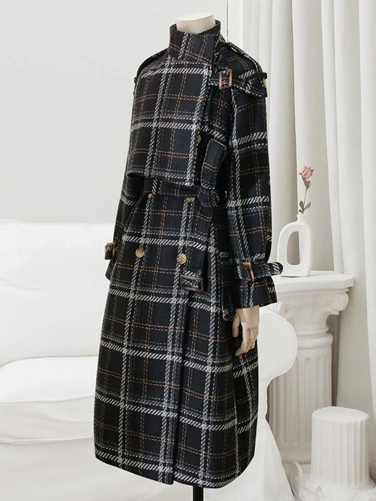 Neus Plaid Trench Coat