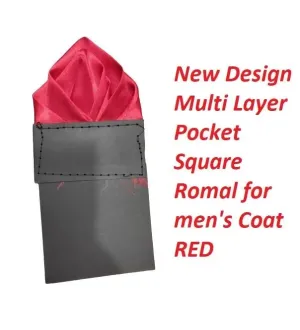 New Design Multi Layer Pocket Square Romal for men's Coat RED