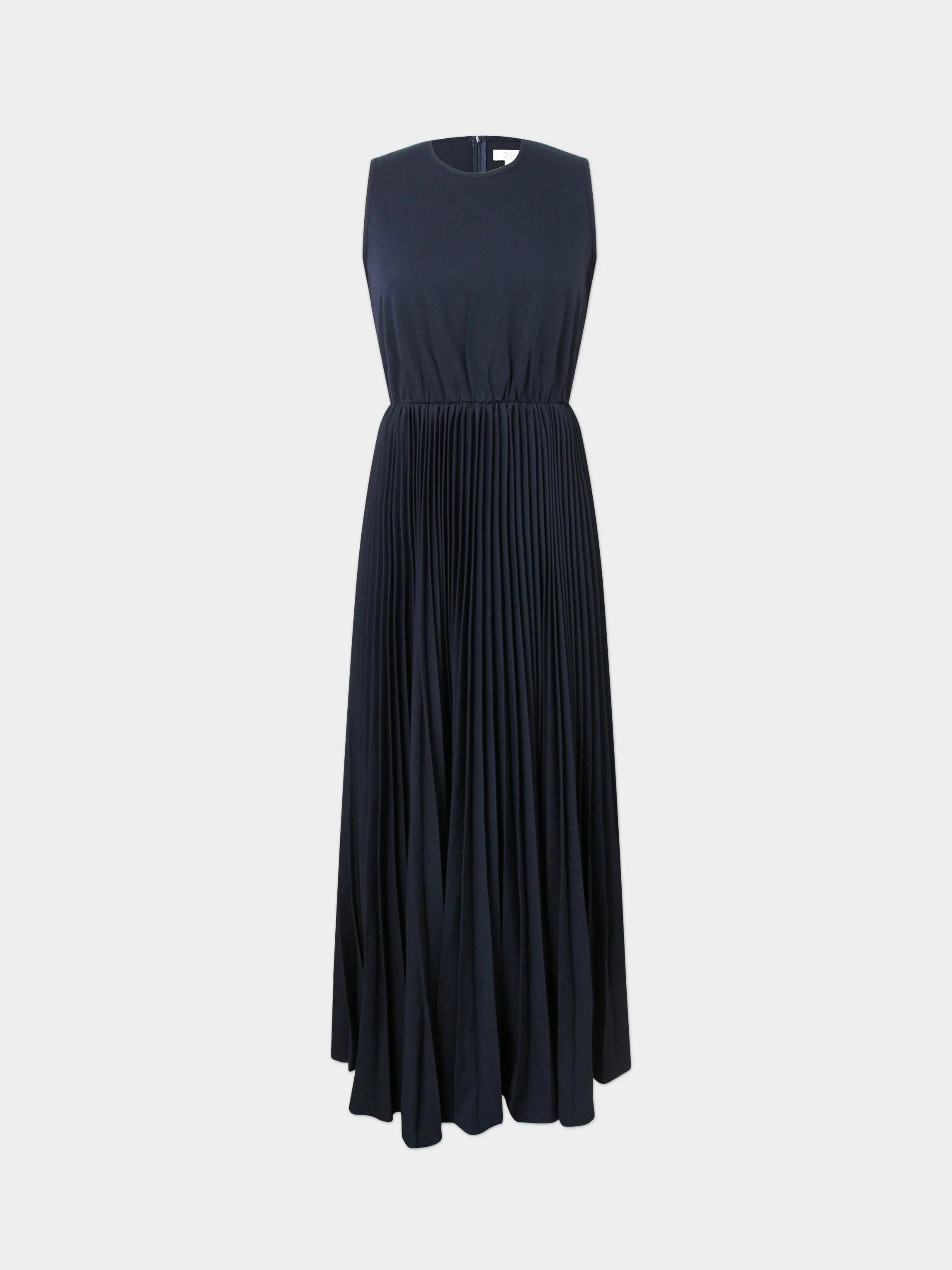 Pleated Slip Dress-Navy