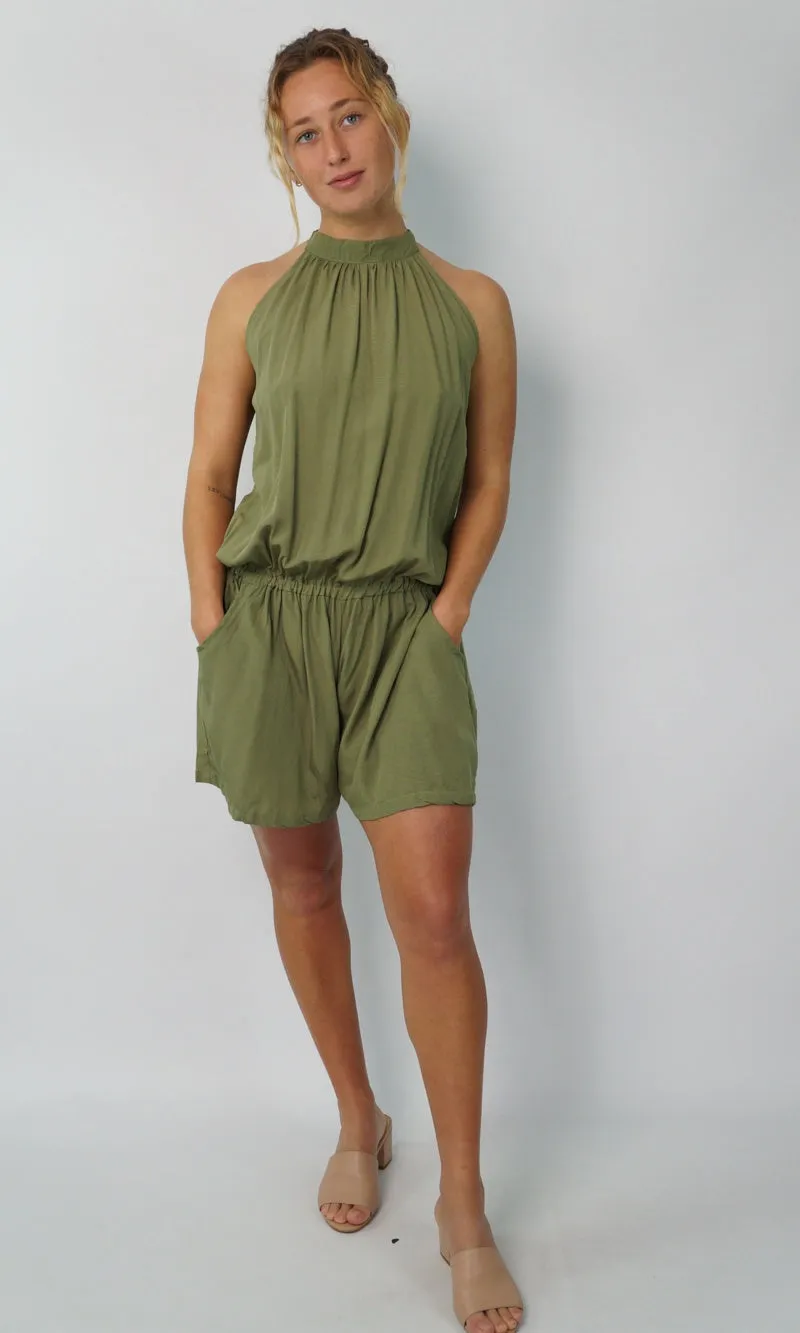 Rayon Chloe Jumpsuit Plain Sage