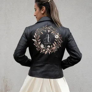 (Real Leather) Custom Initial Leather Jacket