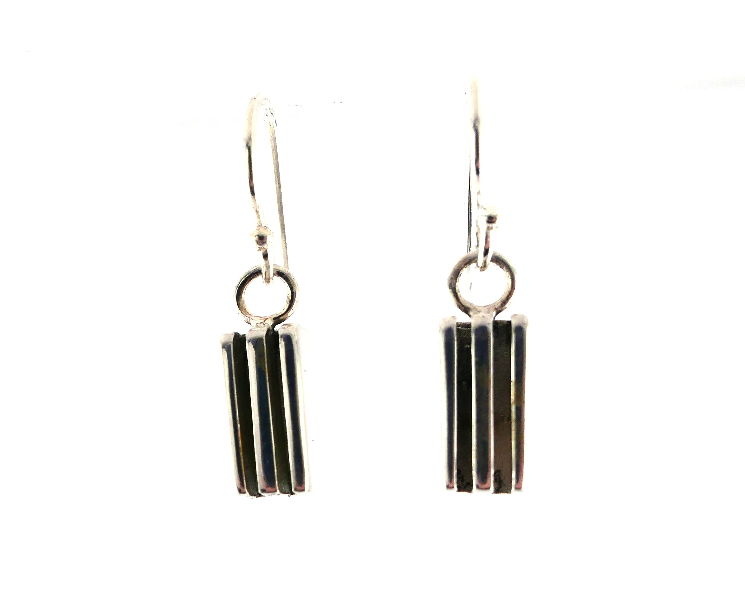 Rectangle Layer Drop Earrings in Sterling Silver