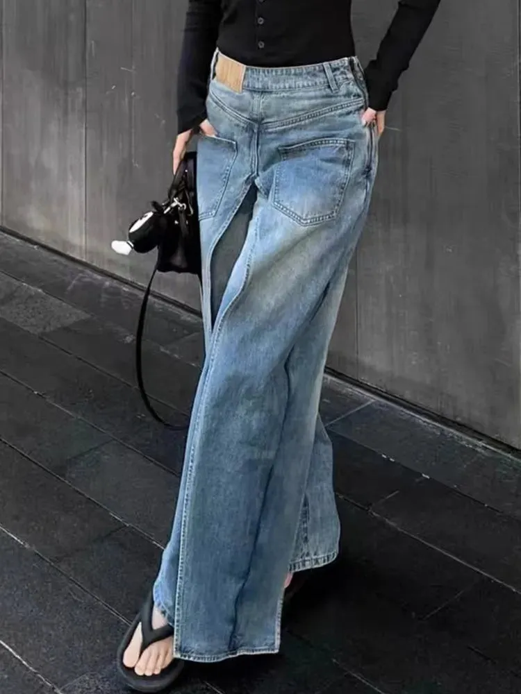 Retro Reversed Double Denim Jeans - Women's Relaxed Fit