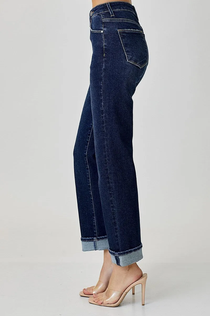 Risen Jeans - High Rise Cross Over Straight Leg Jeans - RDP5334