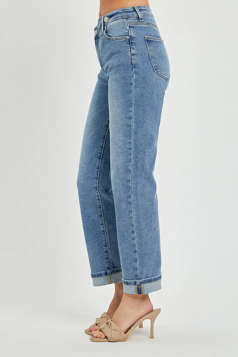 Risen Jeans - High Rise Cross Over Straight Leg Jeans - RDP5334