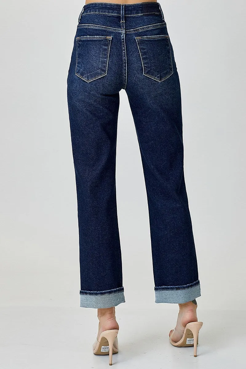 Risen Jeans - High Rise Cross Over Straight Leg Jeans - RDP5334