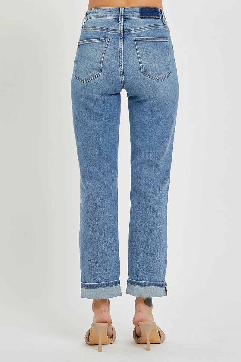 Risen Jeans - High Rise Cross Over Straight Leg Jeans - RDP5334